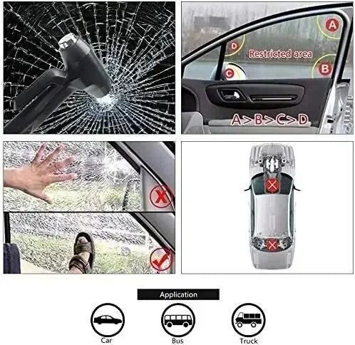 Heavy Duty 3-in-1 Car Emergency Hammer with Glass Breaker and Seat Belt Cutter