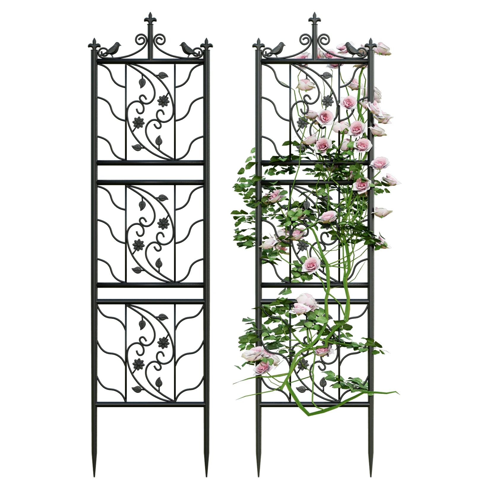 Metal Garden Trellis Plant Climbing Support Fence Panels for Vegetables Flowers and Vines (2 Pack)