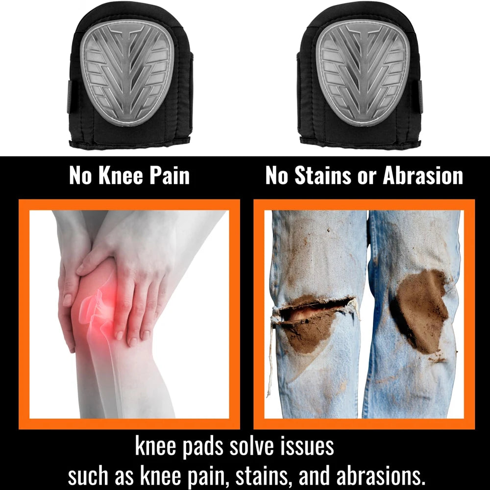 Knee Pads Heavy Duty Gel and EVA Foam Cushioned Work Knee Pads with Adjustable Straps Pair