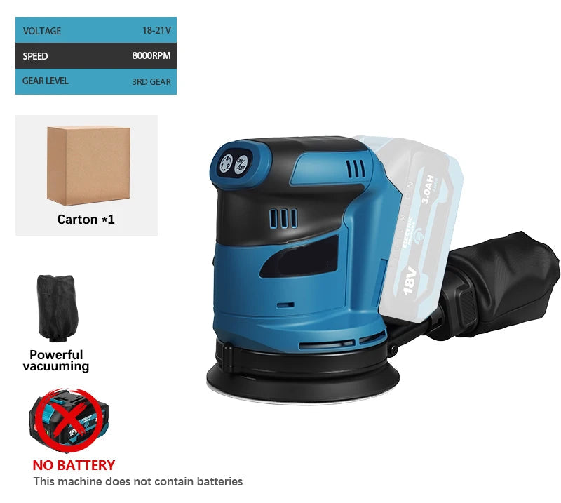 Cordless Brushless Random Orbital Sander 125mm 18V Variable Speed for 18V Lithium Battery Skin Only