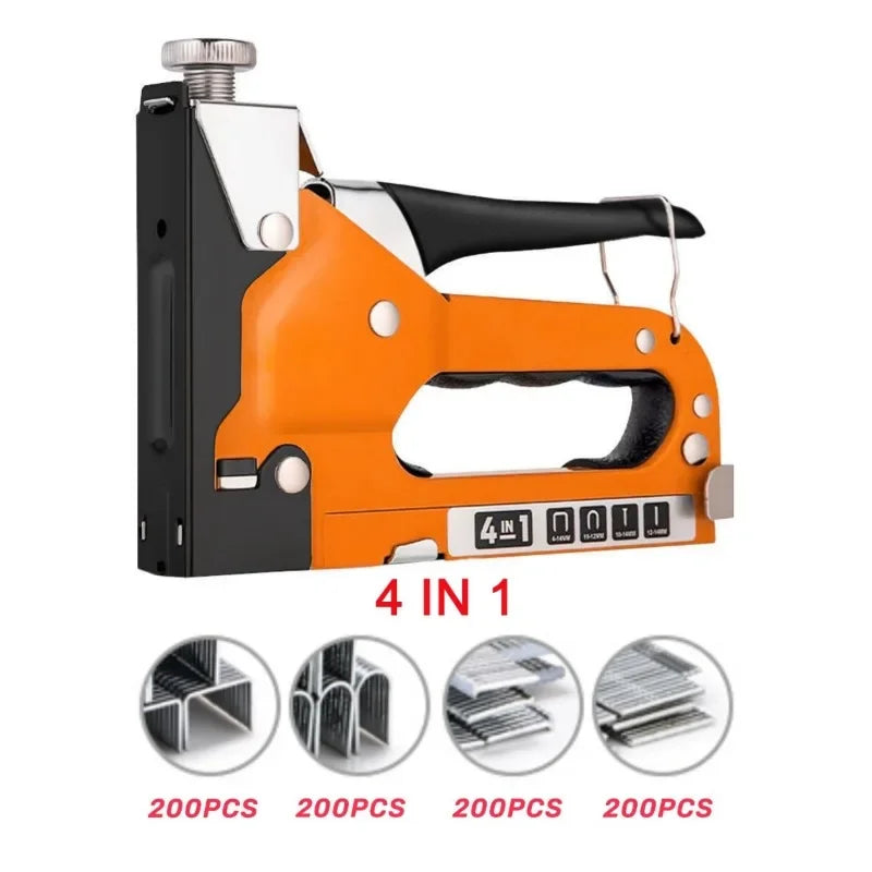 Heavy Duty Manual Staple Gun 4-in-1 with Power Adjustment and 800 Staples for Upholstery and DIY Projects