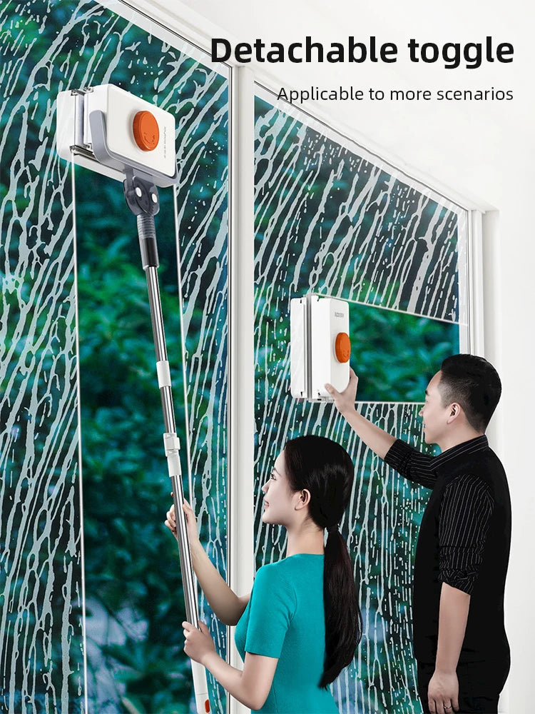 Adjustable Magnetic Window Cleaner with Telescopic Rod for Home & High-Rise Glass
