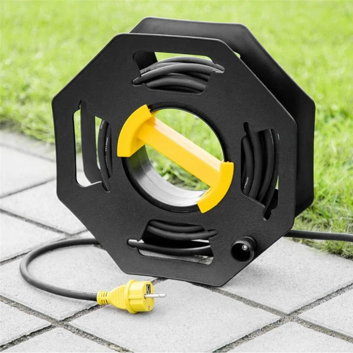 Heavy Duty Cable Storage Reel with Handle 25m Capacity Cord Organizer for Caravan Motorhome Boat