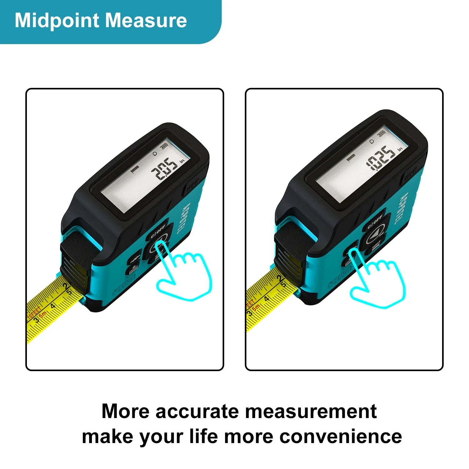 Portable 3-in-1 Laser Tape Measure 40m Range with Bluetooth Digital Display and 5m Steel Tape
