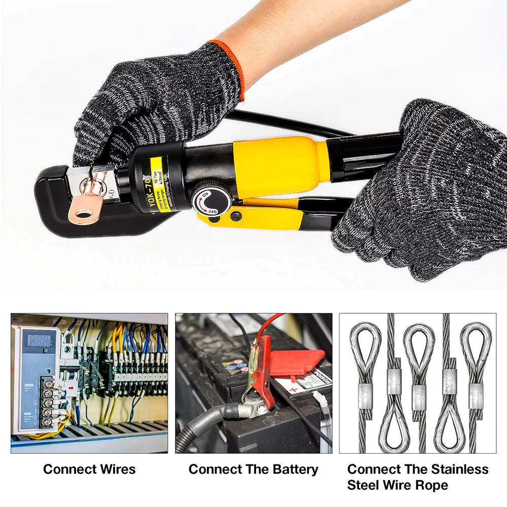 Heavy Duty Hydraulic Wire Crimper Plier 10T Manual Press Tool 4-70mm2 with 8 Crimping Dies