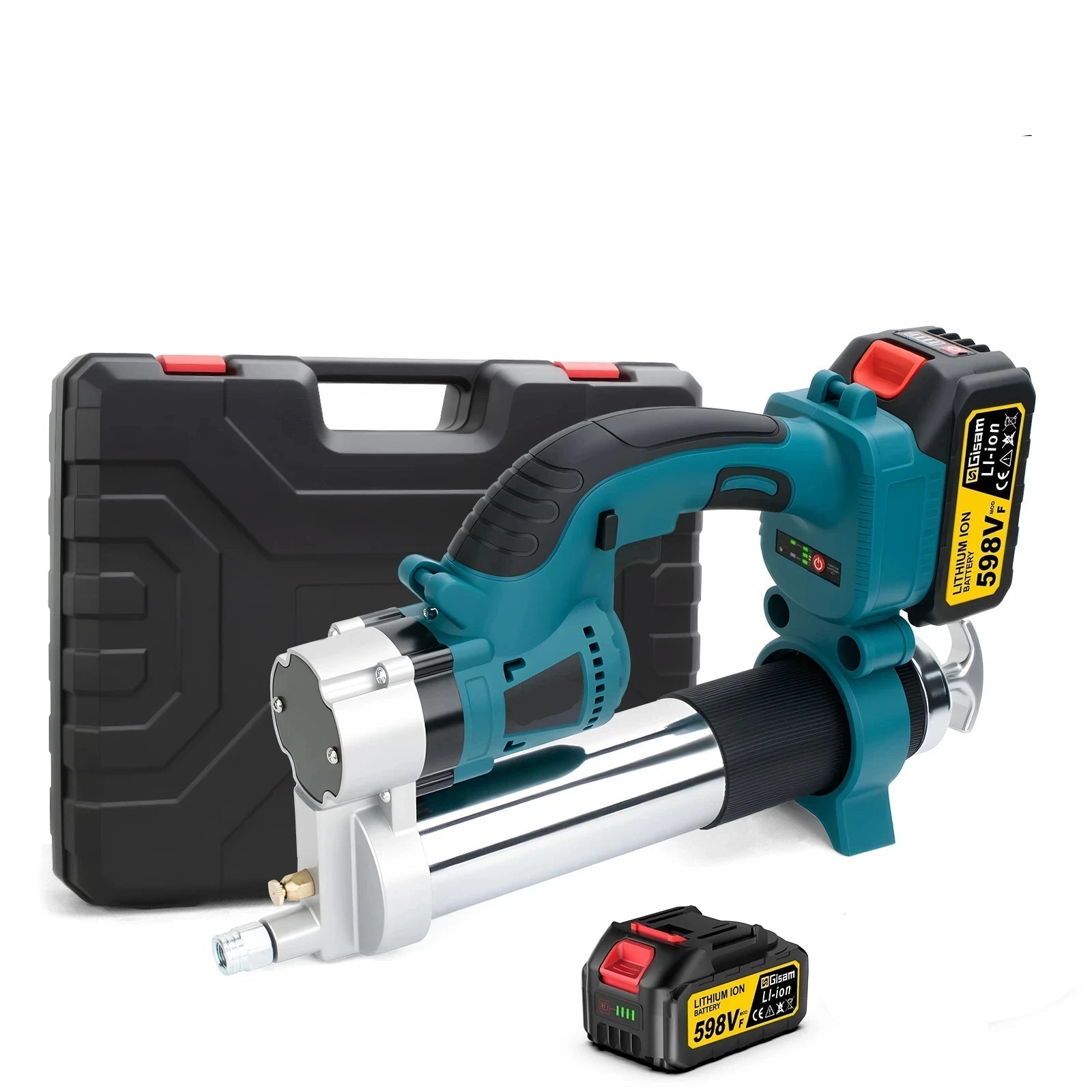 Cordless Brushless Electric Grease Gun 960W 69MPa High Pressure Lubrication Tool with Work Light