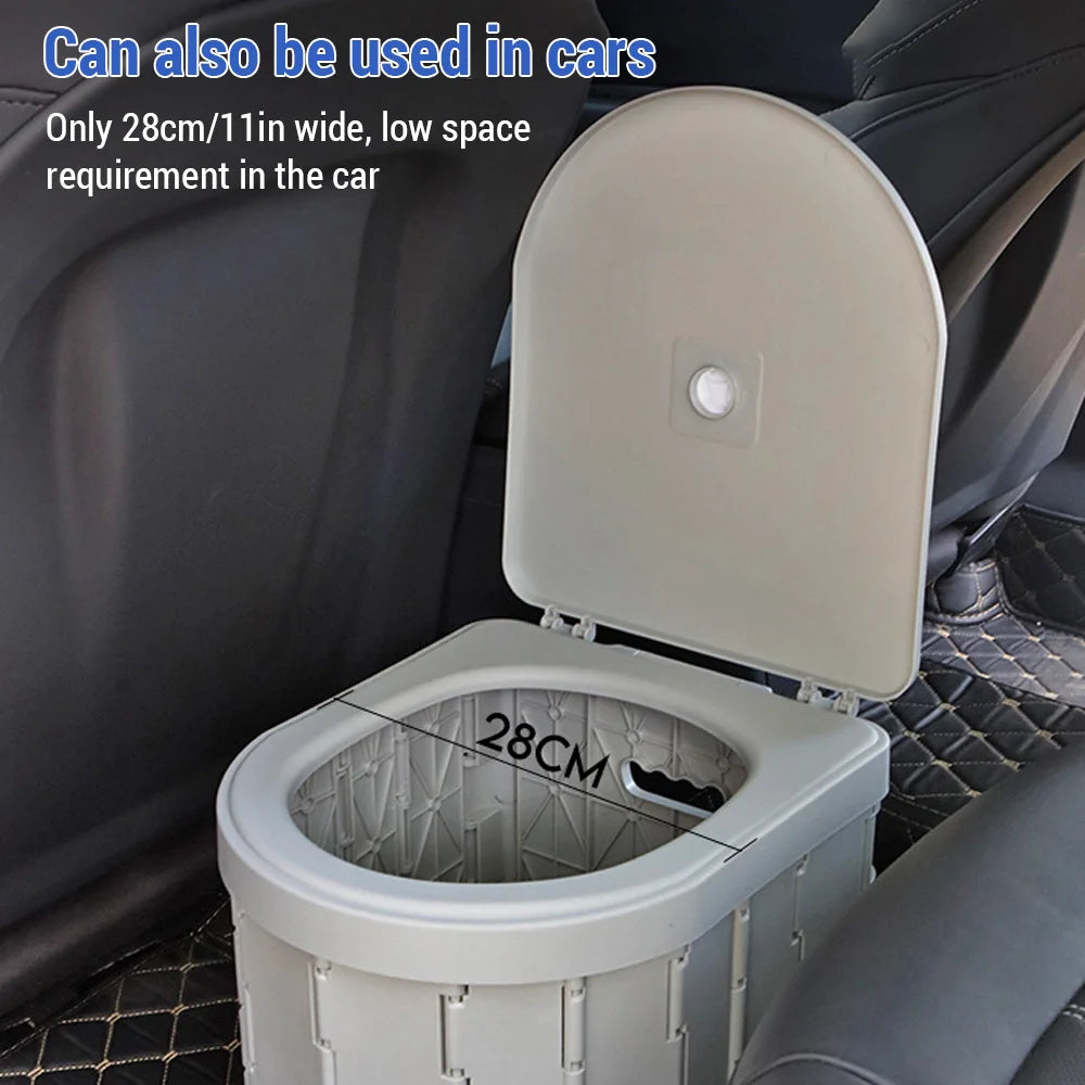 Portable Folding Camping Toilet with Odor Control Bags Non-Slip Base for Travel Caravan Outdoor Use