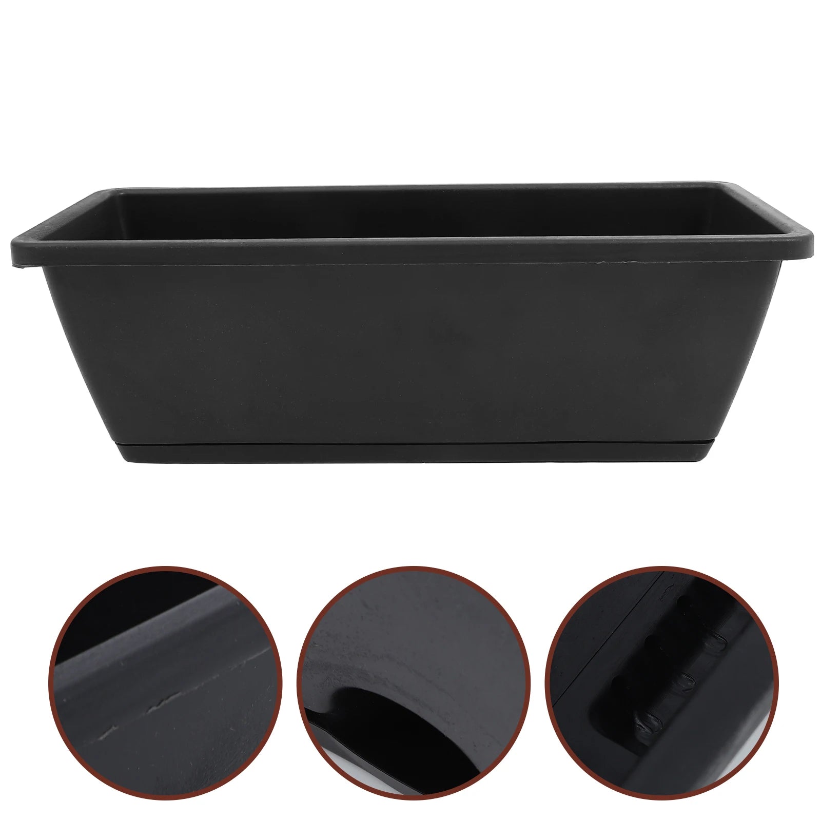6 Piece Rectangular Plastic Planter Boxes with Drainage Trays for Indoor Outdoor Windowsill Garden Plants