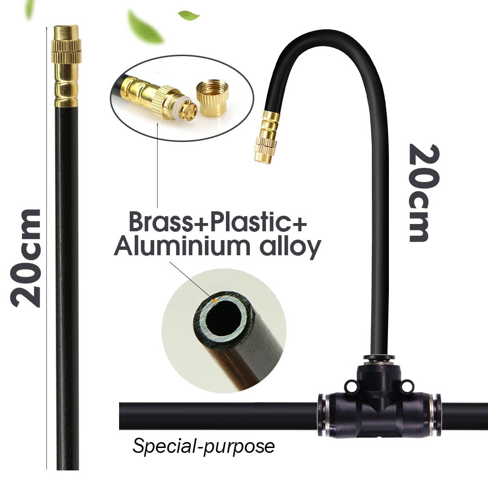 Outdoor Garden Misting System Kit 15m Adjustable Spray Nozzles Irrigation Set