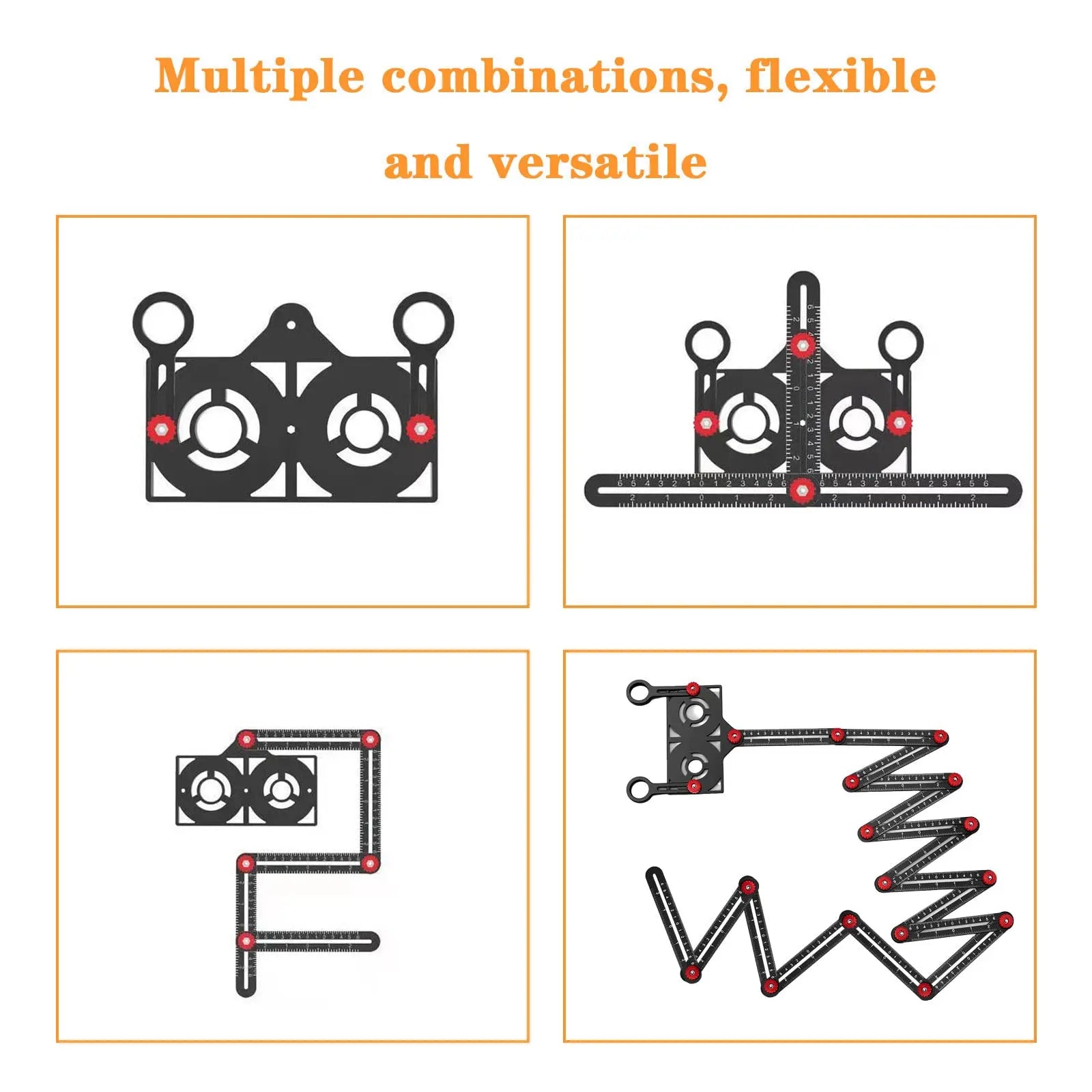 Multi-Angle Measuring Ruler 12 Fold Aluminium Alloy Template Tool with Drill Locator