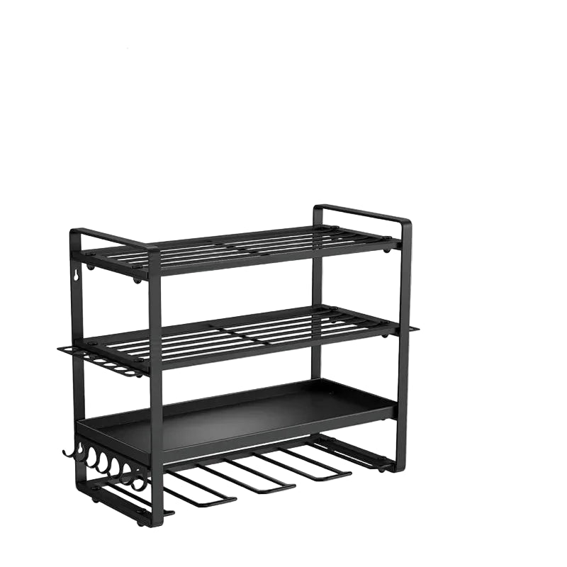 Heavy Duty 4 Tier Wall Mount Power Tool Organizer with 12 Drill Holder Metal Storage Rack