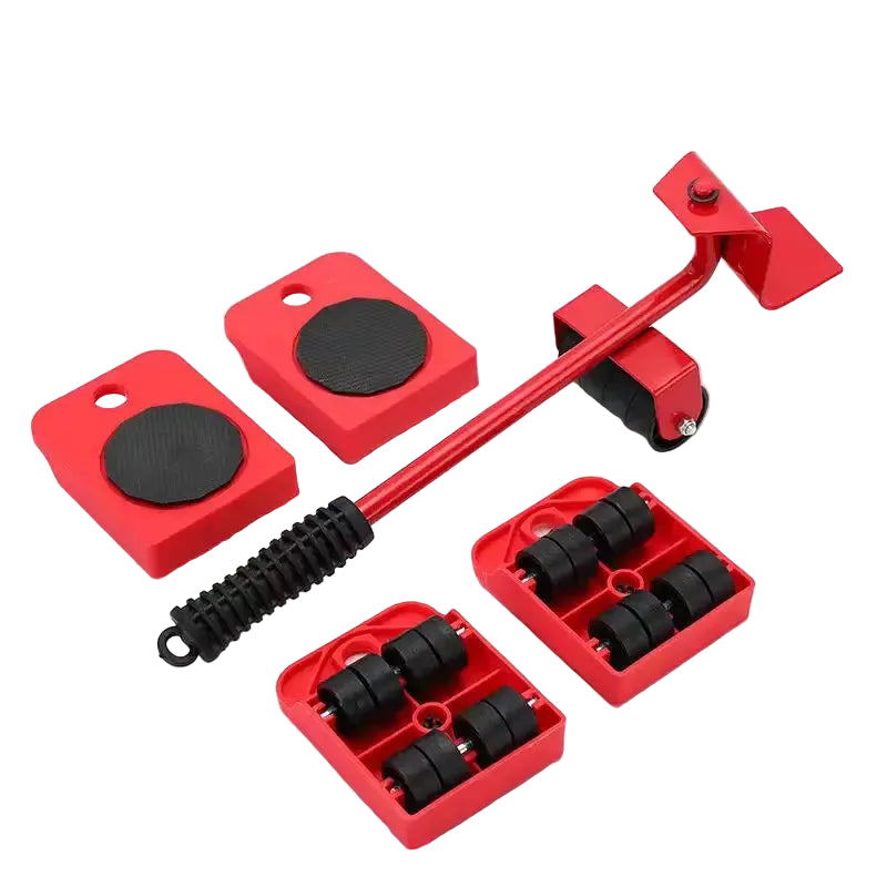 Heavy Duty Furniture Moving Tool Set 5 Piece with Lifter Bar and Roller Wheels 300kg Capacity
