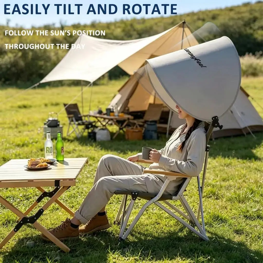 Clip-On Chair Sunshade Foldable Adjustable Canopy for Beach Camping Fishing and Outdoor Use