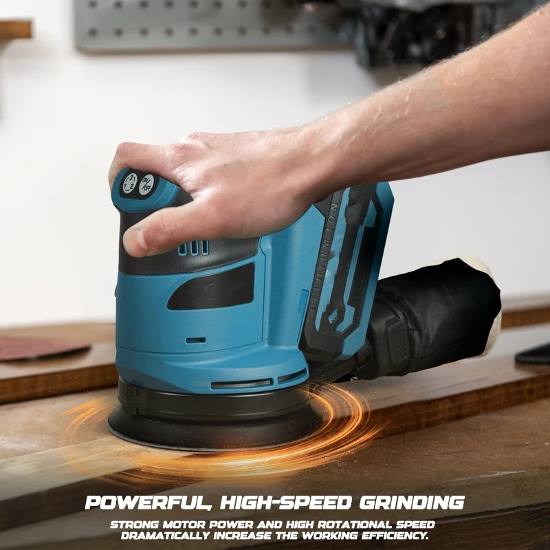Cordless Random Orbital Sander Polisher 125mm Brushless 6-Speed 12000RPM for 18V Batteries