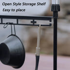Detachable Aluminum Camping Table Organizer Rack with Shelf and Hanging Bar