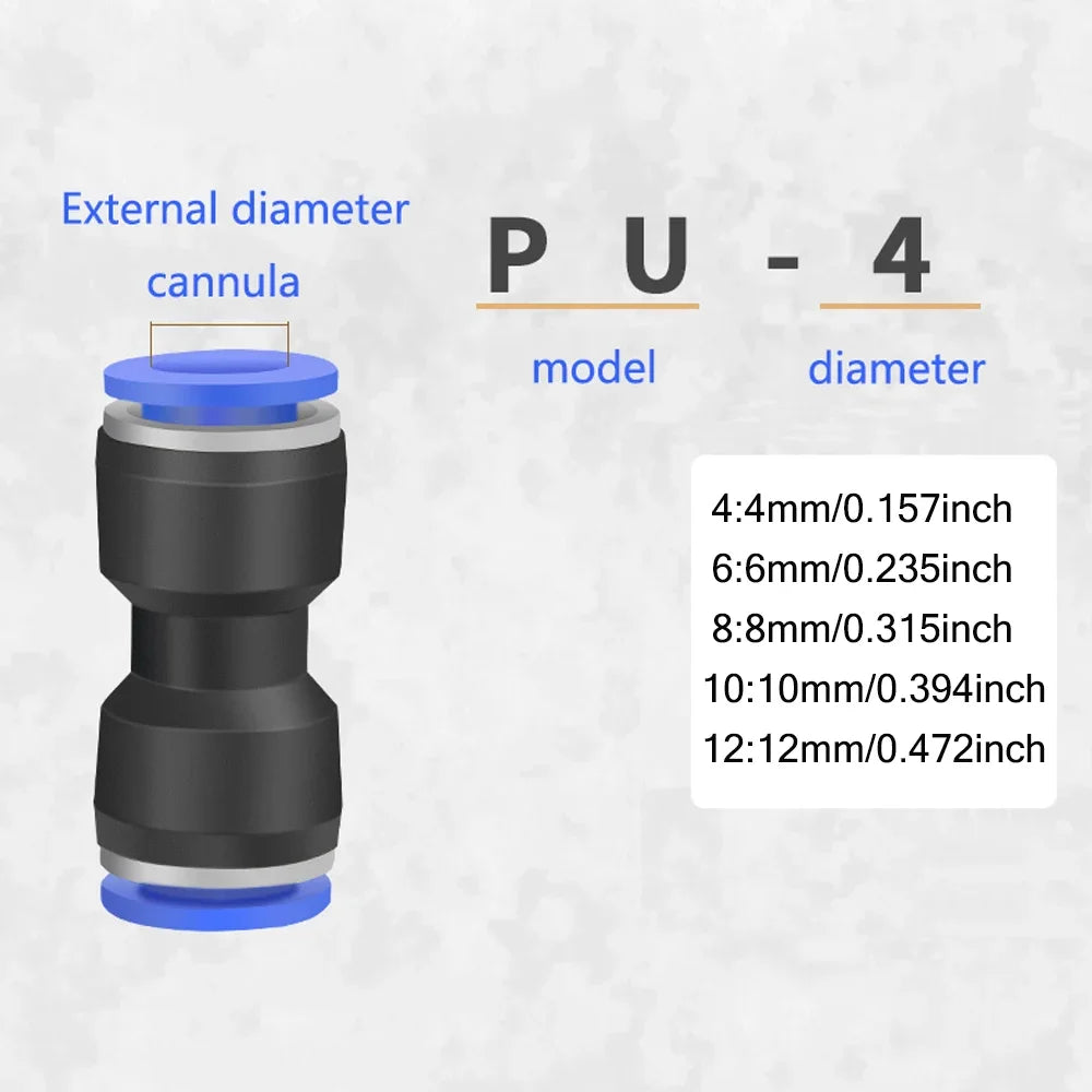 Air Hose Quick Connect Fittings Kit for PU and Nylon Tubing Pneumatic Push to Connect Air Line Set
