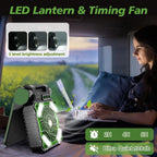 Rechargeable Solar Camping Fan with LED Lantern 7800mAh Battery 4 Speed Portable Table Fan