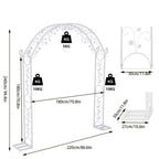 Metal Wedding Arch Backdrop Stand 220 x 30 x 240cm White Garden Trellis Frame for Events and Decorations