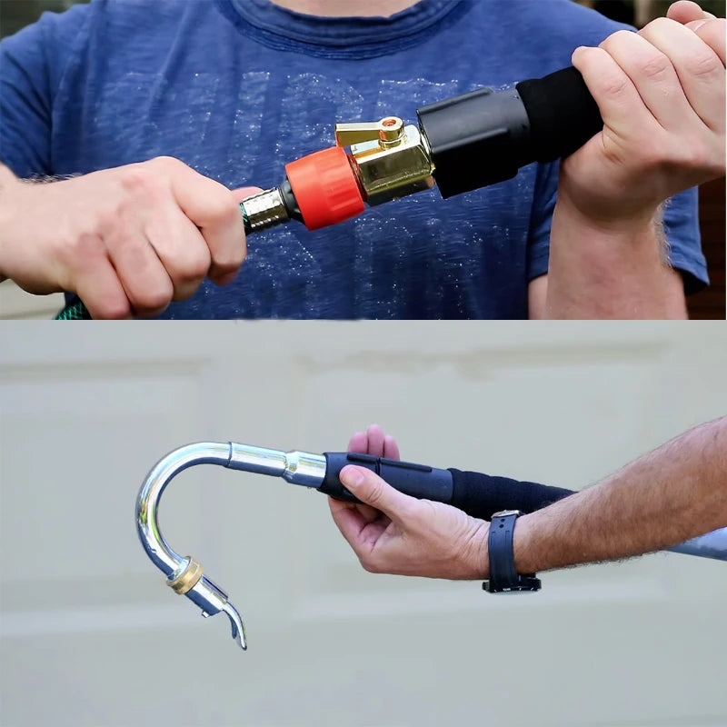 2-in-1 Telescopic Gutter and High Reach Cleaner with Adjustable Pole and Spray Nozzle
