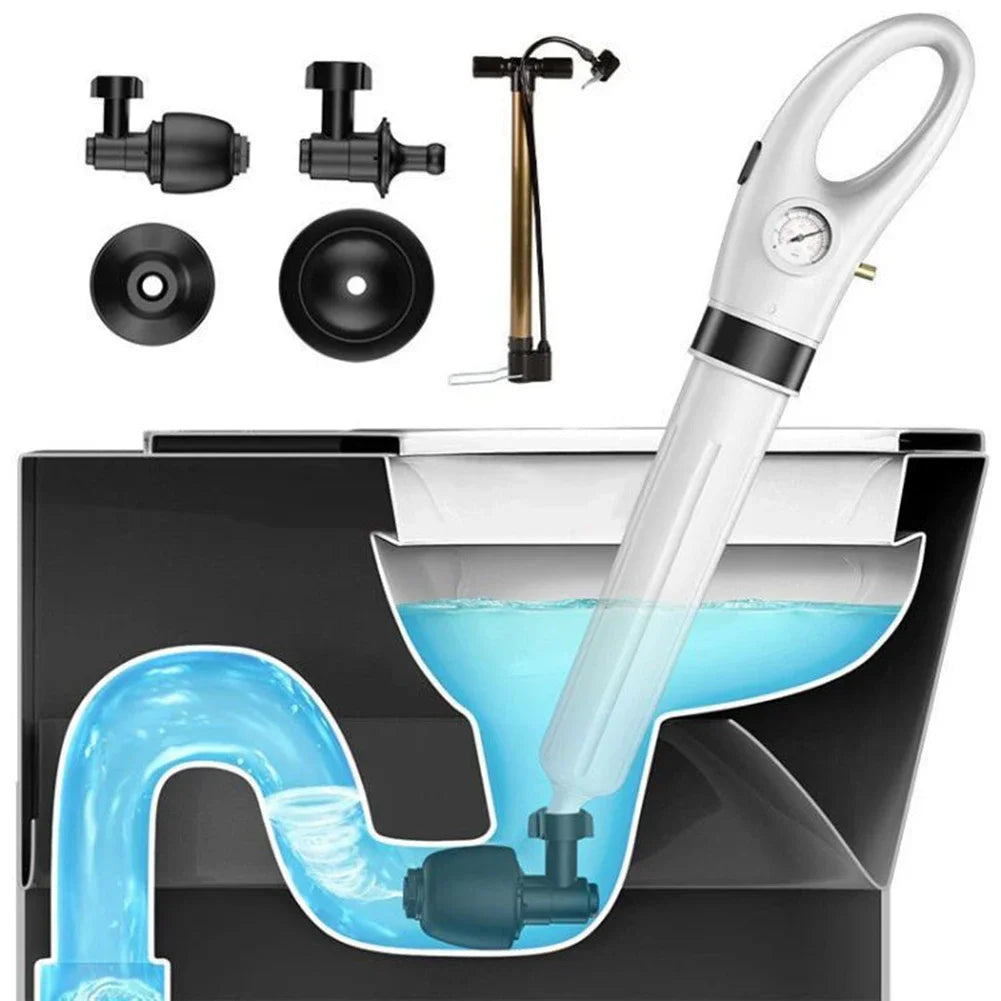 Manual Pneumatic Drain Cleaner Pump with Suction Cup High Pressure Sink Toilet Pipe Unblocker Tool