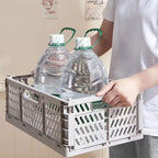 Collapsible Plastic Storage Basket with Lid Stackable Drawer Organizer for Home Office