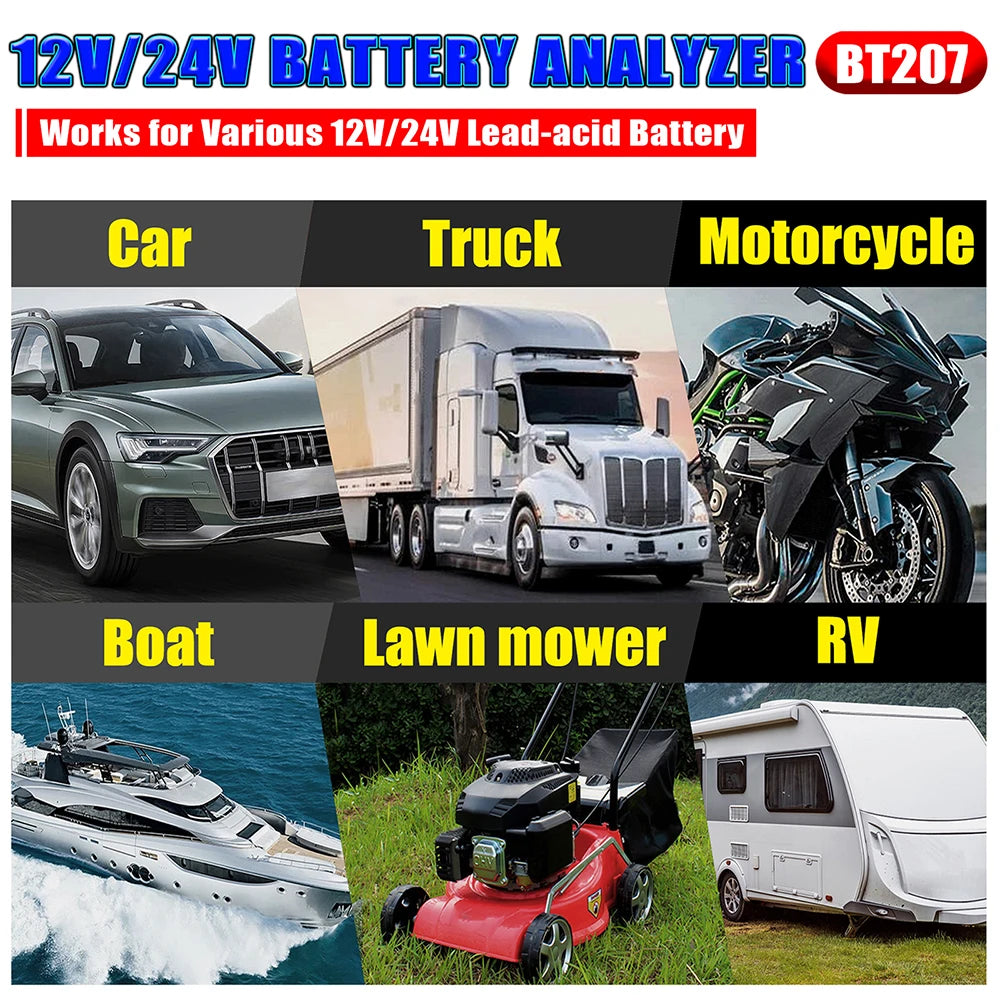 Digital Car Battery Tester 12V 24V with LCD Screen Automotive Battery Diagnostic Tool
