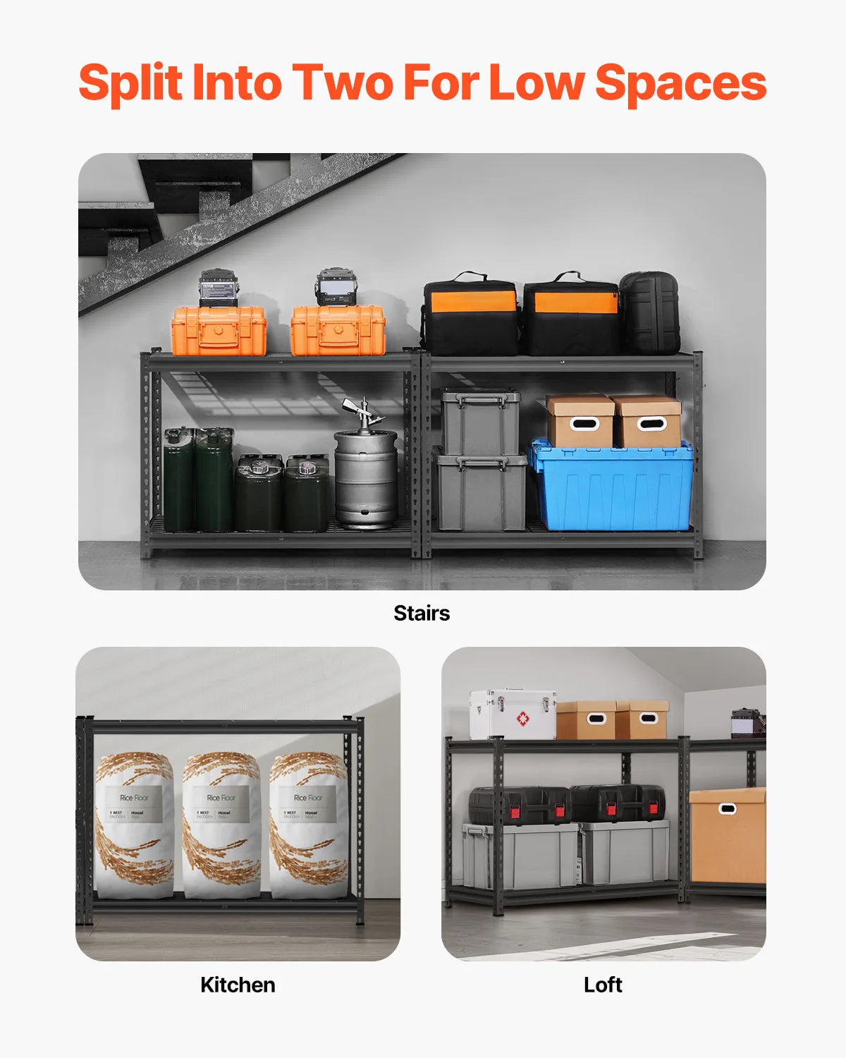 Heavy Duty 4 Tier Storage Shelves Adjustable Metal Garage Rack 2400lbs Capacity