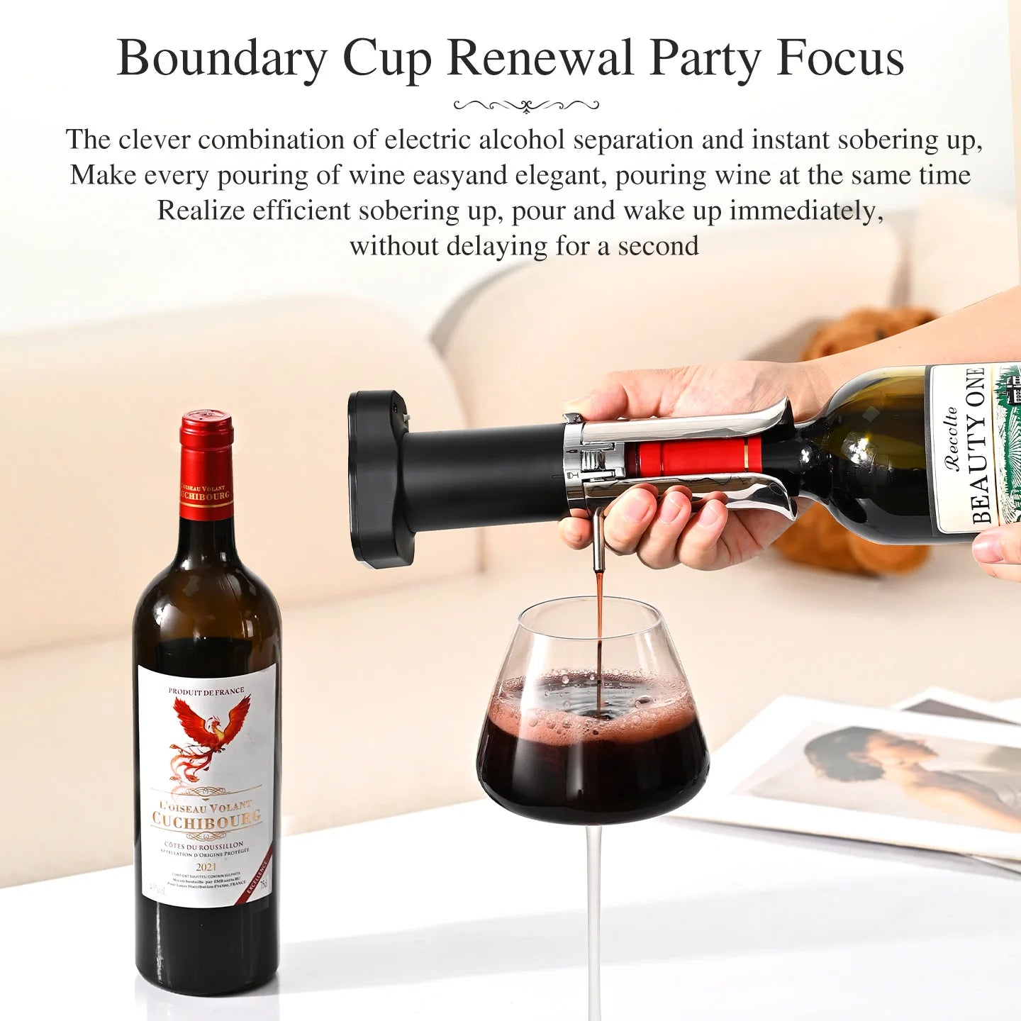 Automatic Electric Wine Bottle Opener with Aerator Pourer and Vacuum Wine Preserver 3-in-1