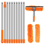 100-420cm Telescopic Window Cleaning Kit 2-in-1 Double Sided Squeegee & Duster Mop