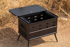 40L Portable Aluminum Camping Storage Box with Sliding Top and Foldable Legs