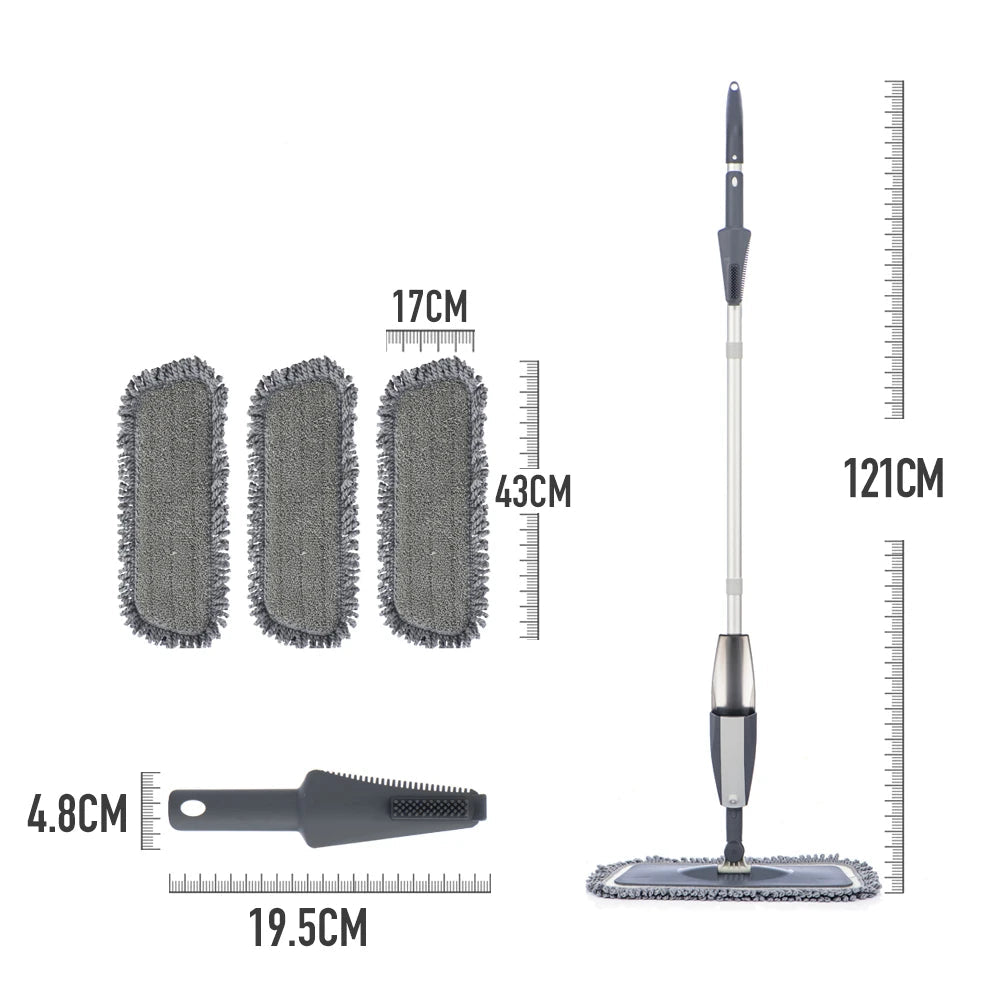 Magic Spray Mop with Reusable Microfiber Pad 360° Rotating Head for Wooden Floors Kitchen Window Cleaning Tool