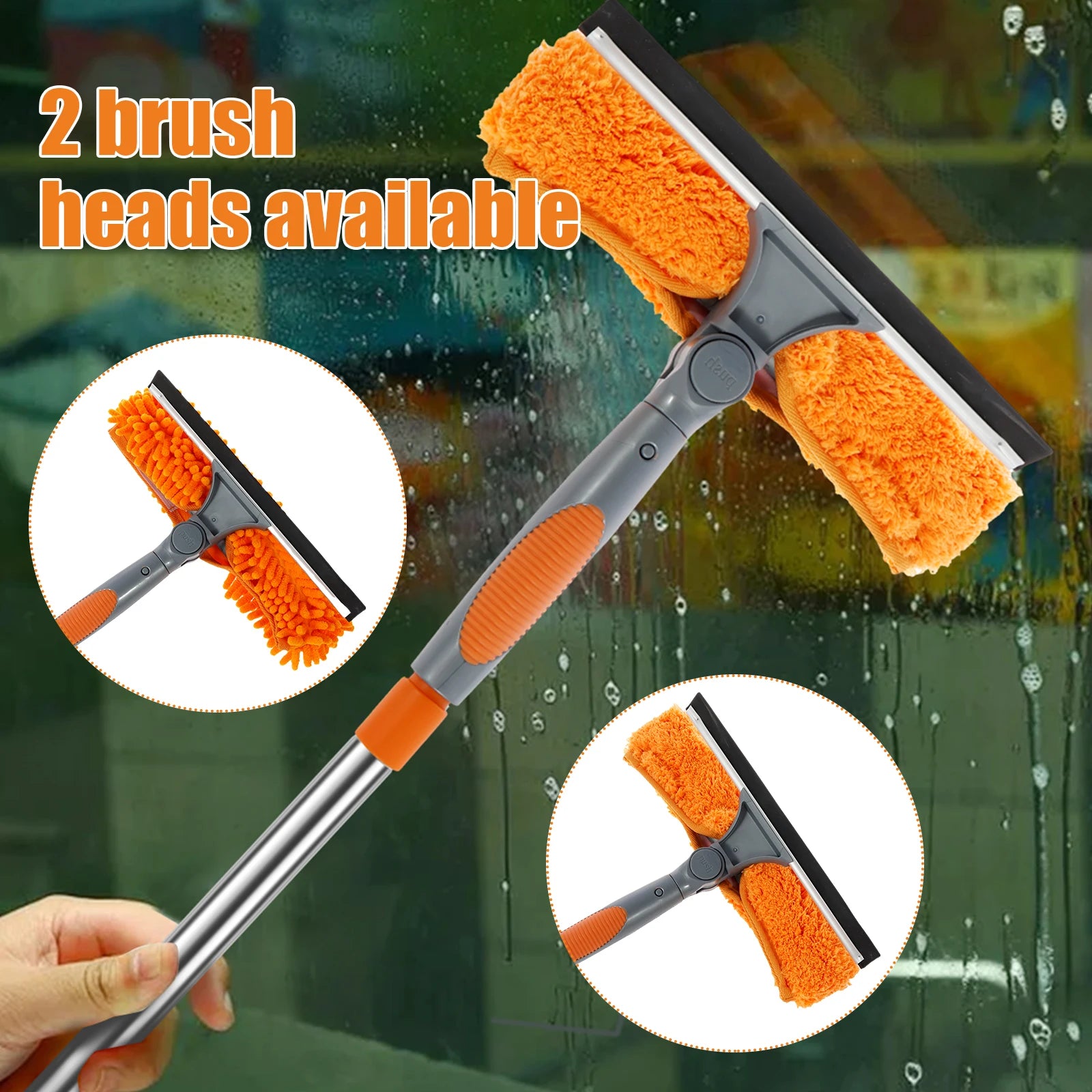 100-420cm Telescopic Window Cleaning Kit 2-in-1 Double Sided Squeegee & Duster Mop
