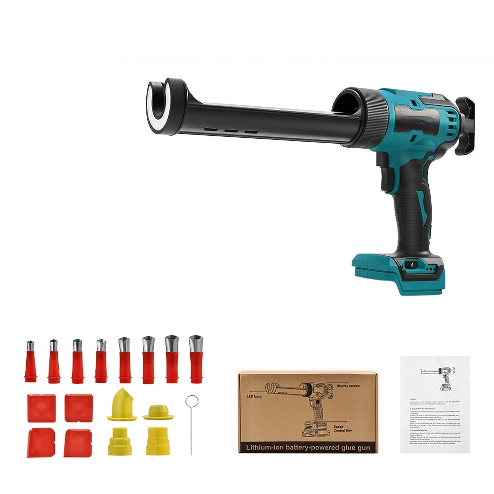 Cordless Electric Caulking Gun 6-Speed 300ml Sealant Cartridge Dispenser with LED Light
