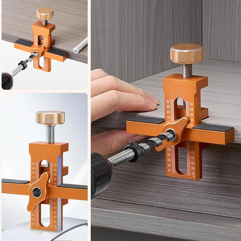 Woodworking Cabinet Door Installation Jig 2-in-1 Quick Positioning Tool for Panels and Drilling