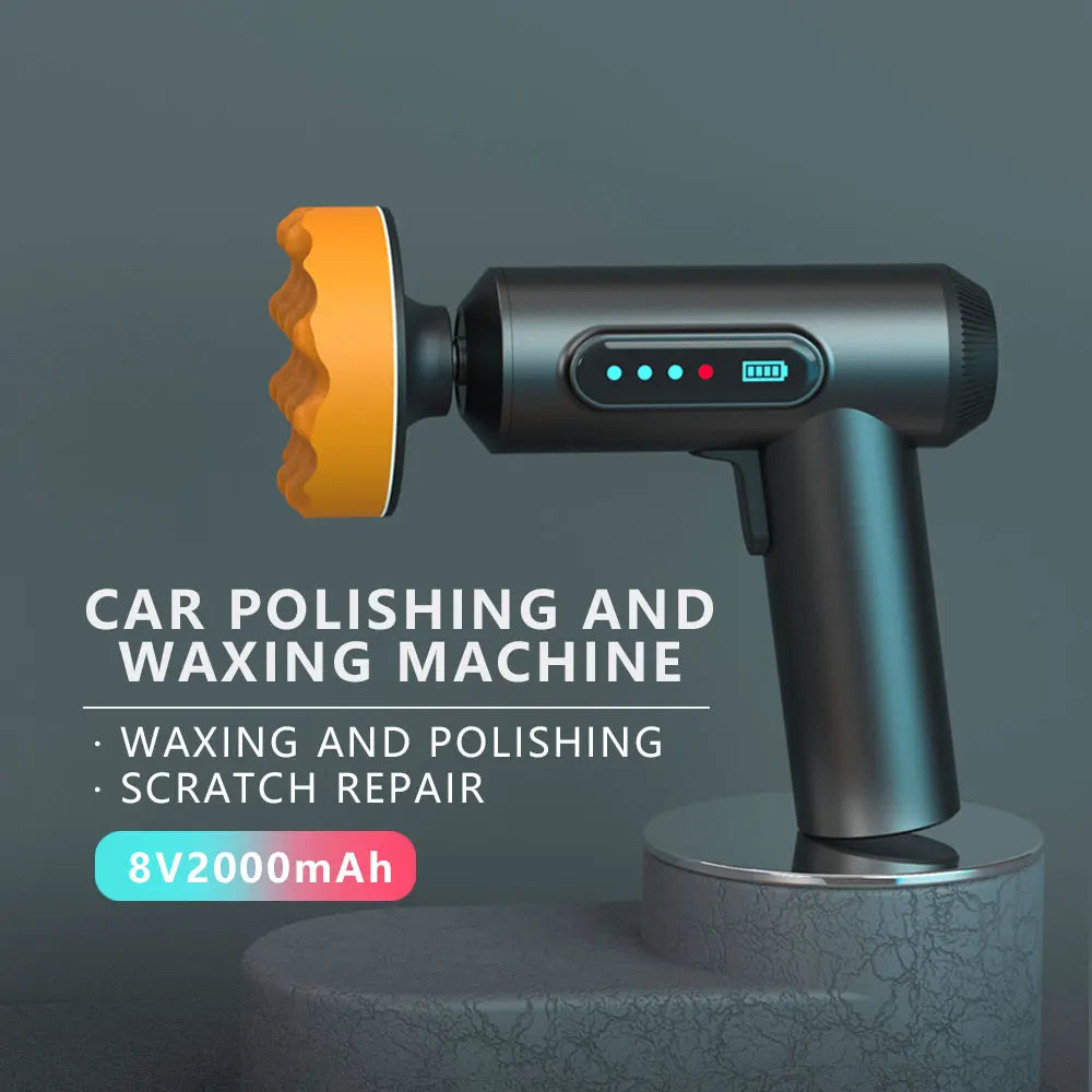 Cordless Car Polisher 80W Rechargeable Buffer Machine with 3 Polishing Pads for Paint Glass Care