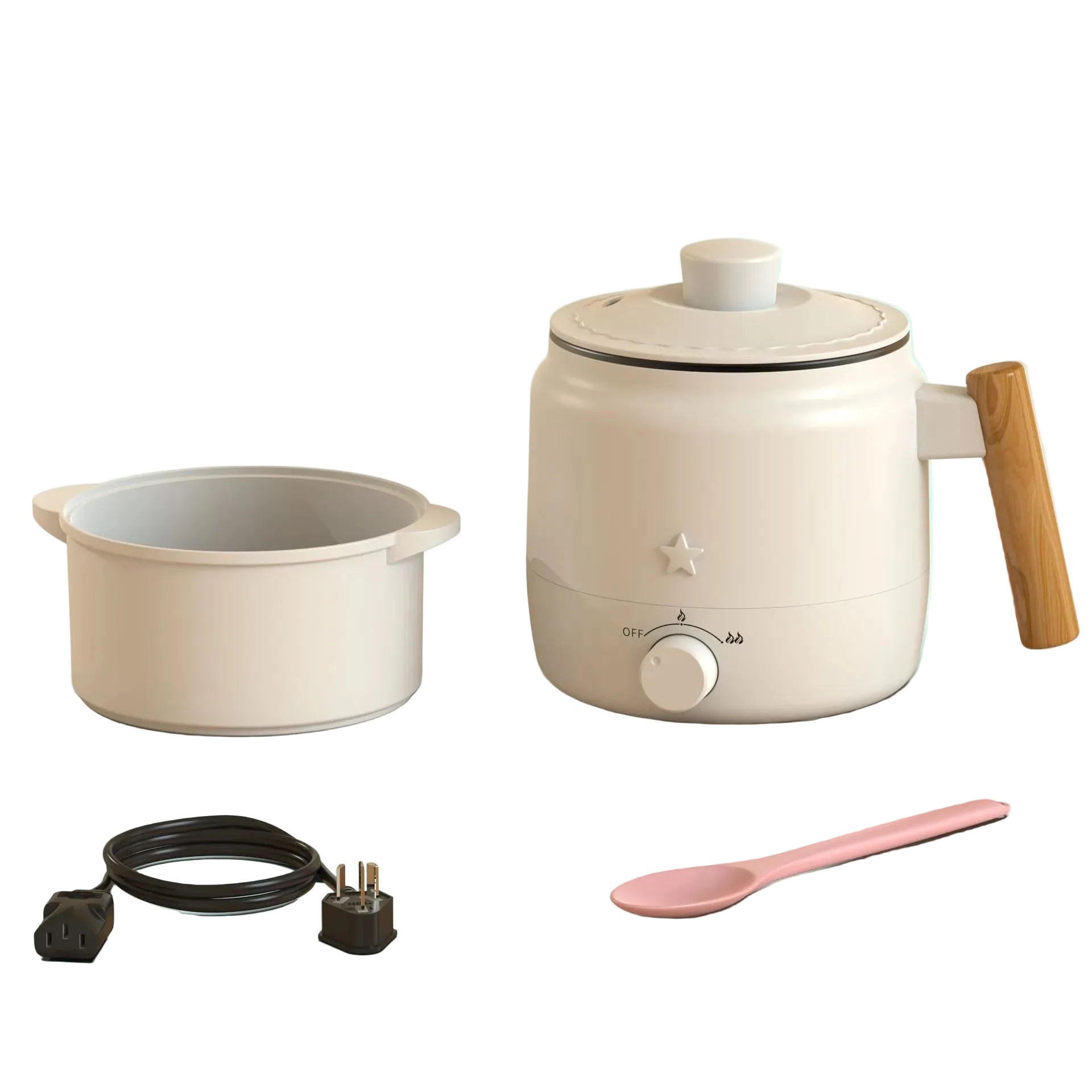 Portable Electric Hot Pot Cooker 1.2L with Steamer Dual Power 180W 350W for Noodles Soup Rice