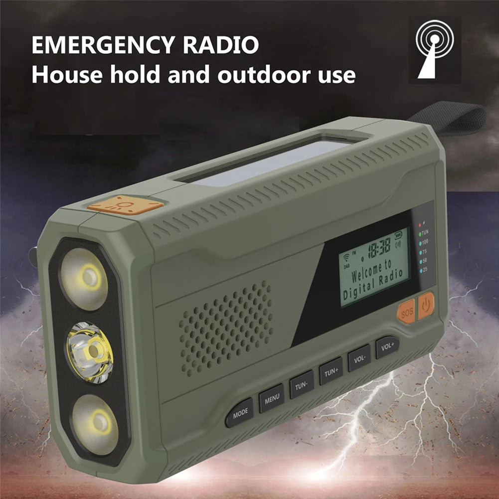Portable DAB+Digital Radio Rechargeable FM Radio with Flashlight BT Speaker Solar Radio Emergency Weather Radio for Camping Storm