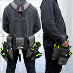 Heavy Duty 22 Pocket Tool Belt with Suspenders Adjustable Utility Work Belt for Construction and Repairs