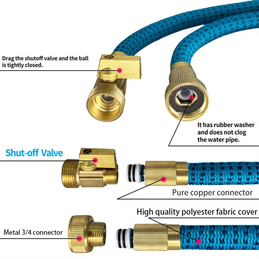 Expandable Water Hose 3/4 Inch Lightweight Flexible Garden Hose for Outdoor Use