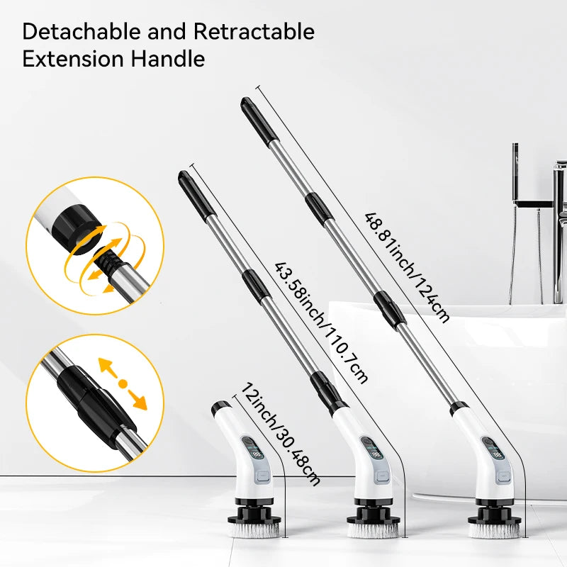 Cordless Electric Spin Cleaning Brush with Extendable Handle Rechargeable 7-in-1 Multi Surface Scrubber