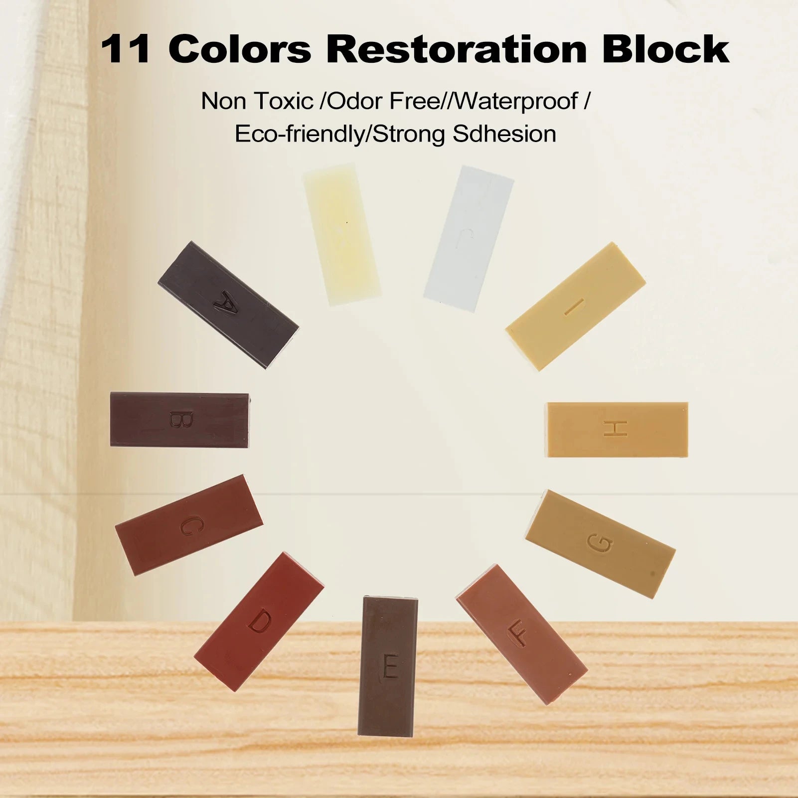 Wood Floor Repair Kit with Wax Applicator Markers and 11 Wax Blocks for Laminate and Hardwood Repair
