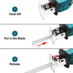 Portable 18V Cordless Reciprocating Saw Adjustable Speed Electric Saw for Wood Metal Pipe