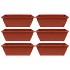 6pcs Large Rectangular Plant Pots with Trays Plastic Balcony Garden Flower Planters