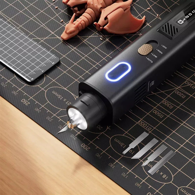 Portable 2-in-1 Ultrasonic Cutting and Polishing Tool 35kHz Precision Engraving Cutter with LED Light