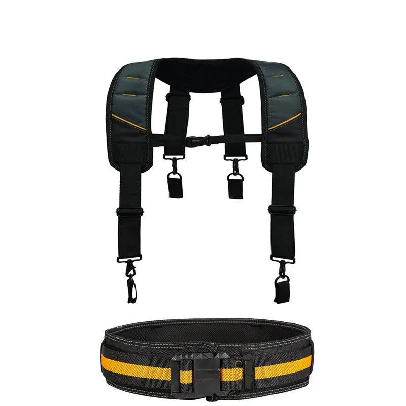 Heavy Duty 2-in-1 Tool Belt Set with Adjustable Suspenders Oxford Cloth Work Support System