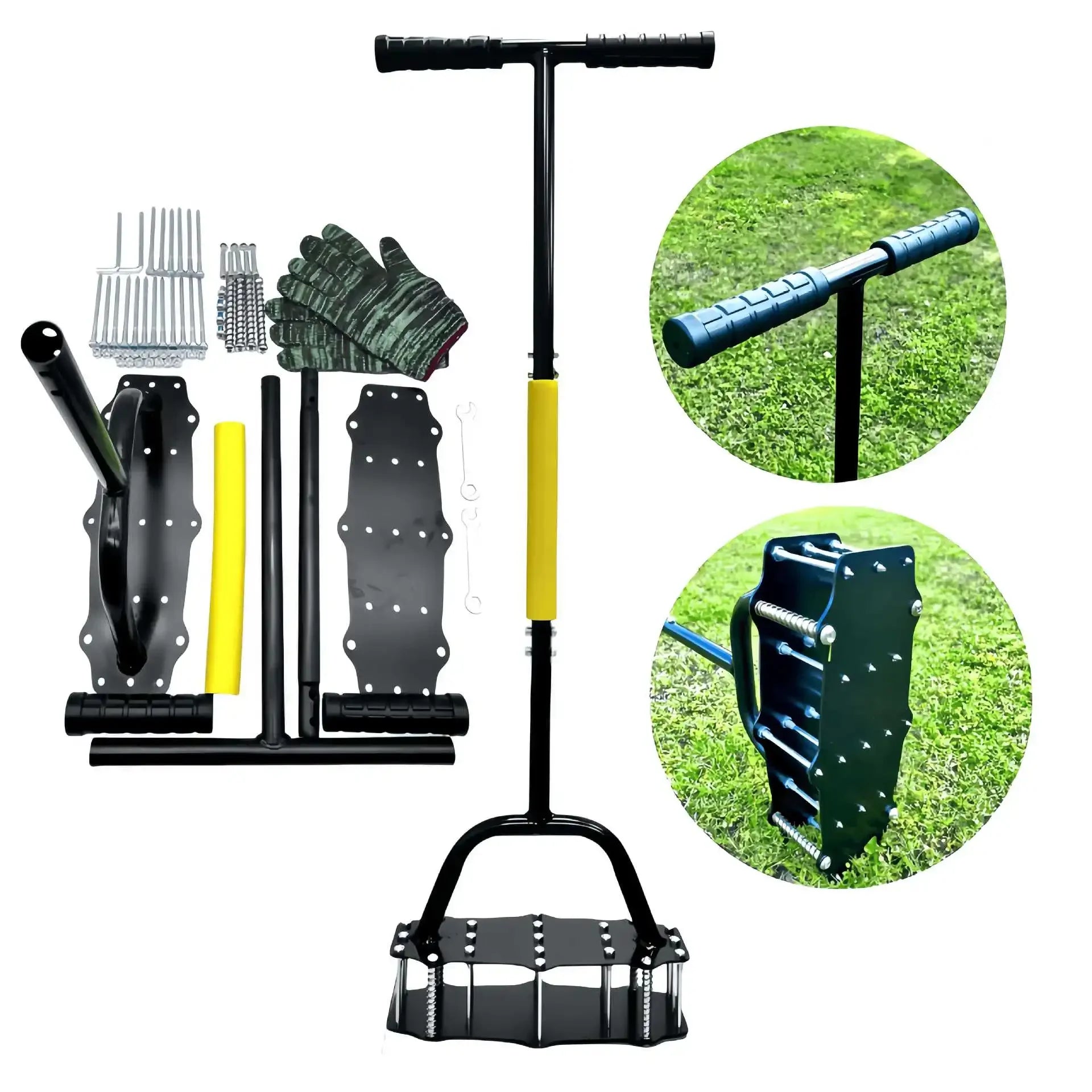 Stainless Steel Spring Tiller Manual Garden Cultivator for Soil Loosening, Weed Removal and Aeration