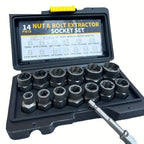 Damaged Bolt and Nut Extractor Set 14-Piece Heavy Duty Socket Kit with Chrome Steel Storage Box