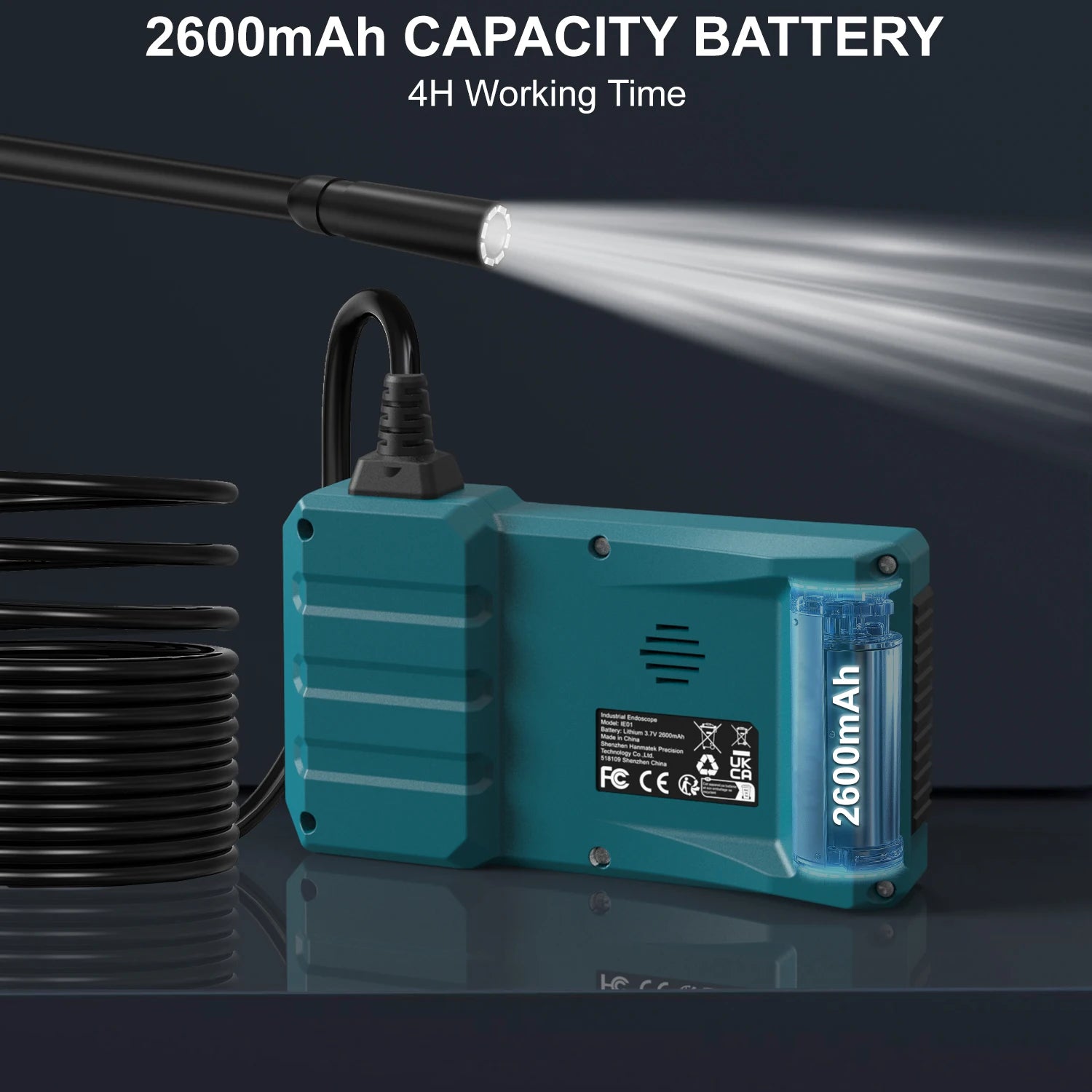 Portable HD Inspection Borescope Camera with 10.92cm Screen IP67 Waterproof Probe and 32GB Card