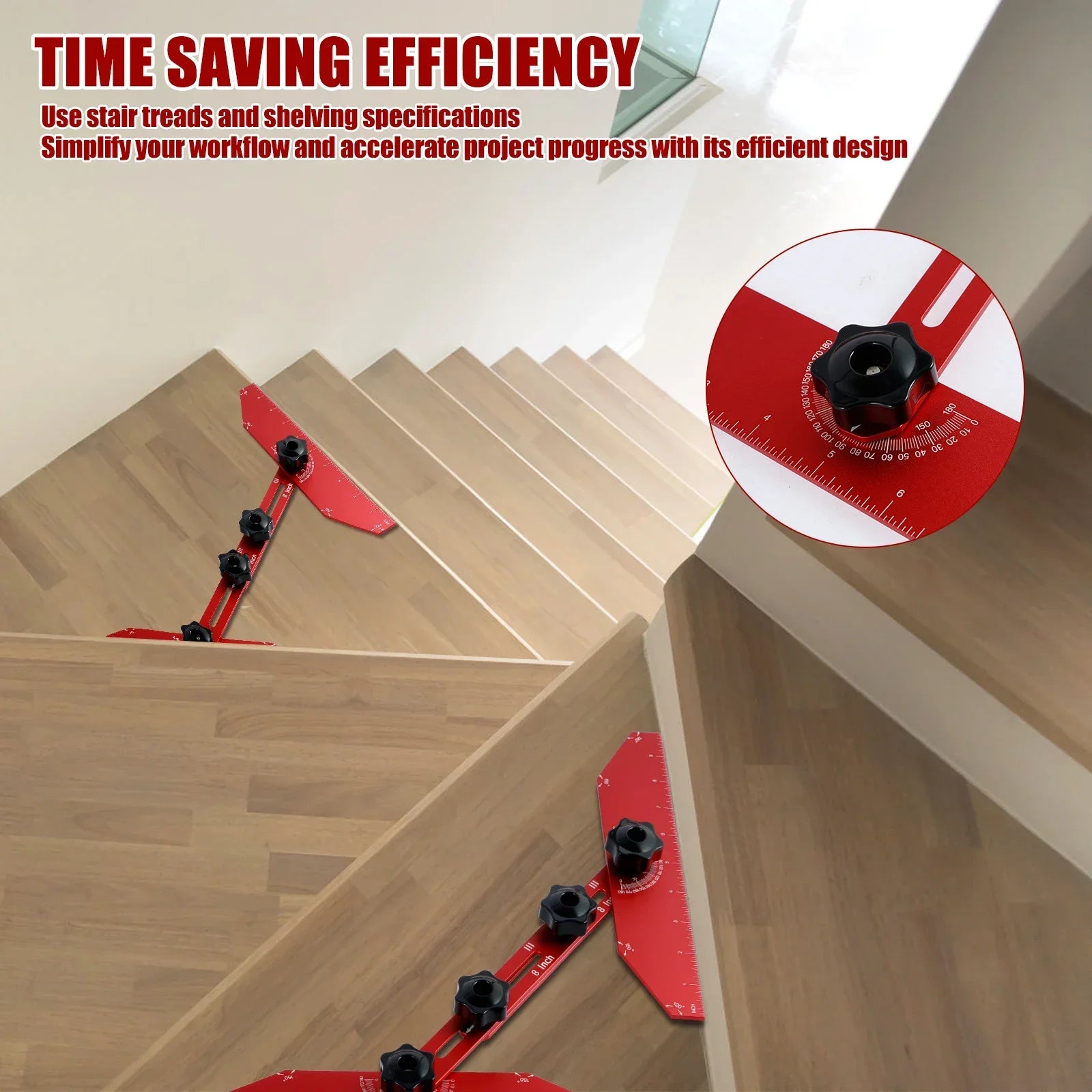 Adjustable Stair Tread Template Tool Aluminium Alloy Measuring Ruler Set with Extension Sliders
