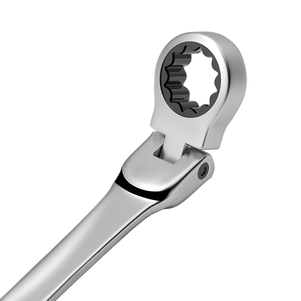 Metric Ratcheting Spanner Wrench Set Flexible Head Gear Ring Combination Wrenches with Canvas Bag